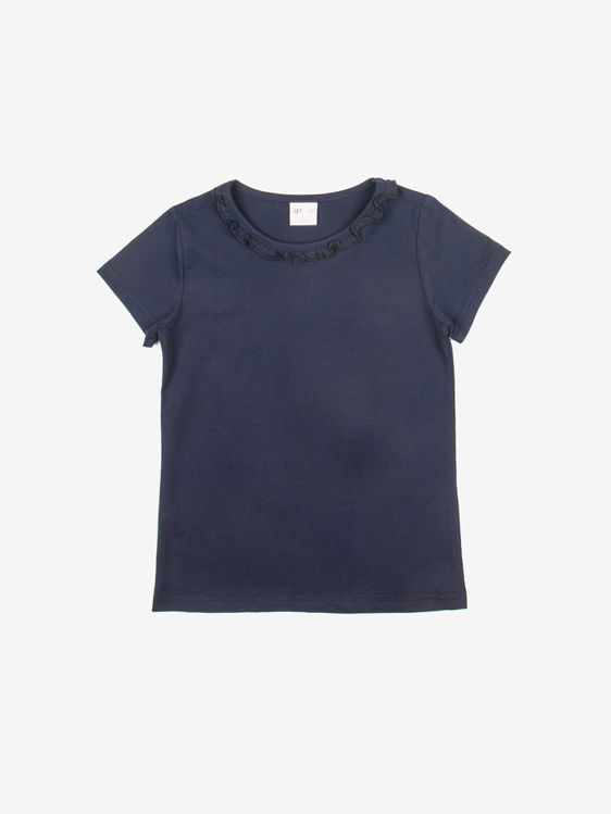 Picture of C2437 GIRLS HIGH QUALITY COTTON T-SHIRT WITH FRILL COLLAR